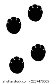 Animals feet track. Elephant black paw, walking feet silhouette or footprints. Trace step imprints isolated on white. Walking tracks paws illustration