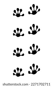 Animals feet track. Gecko black paw, walking feet silhouette or footprints. Trace step imprints isolated on white. Walking tracks paws illustration