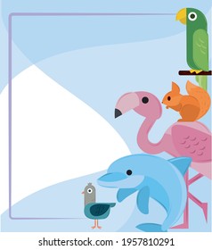 Animals Flamingo Dolphin Squirrel Geometric