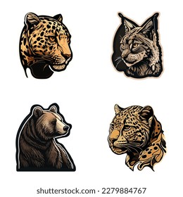 Animals Flat Icon Set Isolated On White Background