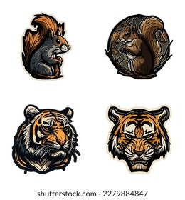 Animals Flat Icon Set Isolated On White Background