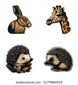 Animals Flat Icon Set Isolated On White Background