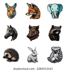 Animals Flat Icon Set Isolated On White Background