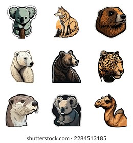 Animals Flat Icon Set Isolated On White Background