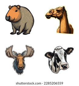 Icono Plano De Animales Aislado En Fondo Blanco