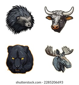 Animals Flat Icon Set Isolated On White Background