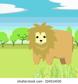 animals . flat lion in the savanna