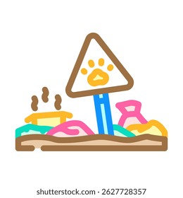 animais que fogem da zona poluída poluição química ícone da cor vetor. animais que fogem da zona poluída sinal de poluição química. símbolo isolado ilustração