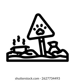 animals fleeing from polluted zone chemical pollution line icon vector. animals fleeing from polluted zone chemical pollution sign. isolated contour symbol black illustration