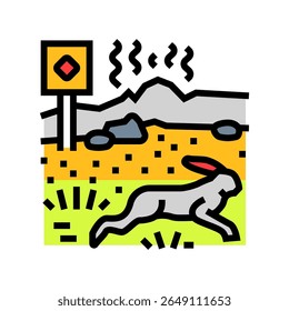 animais que fogem da zona poluída poluição química ícone da cor vetor. animais que fogem da zona poluída sinal de poluição química. símbolo isolado ilustração