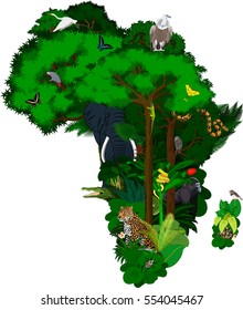 animals and floral Africa - vector illustration