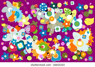 animals and flowers
