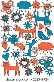 animals and flowers collection