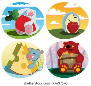 Animals with food