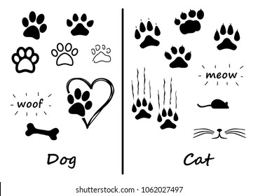 Animals footprint foot feet footsteps dog hound cat puss pussy mouse woof meow heart love fun silhouette lucky walking paws canine mouse comic vector icon bones bone sign pet lovers sitter puppy funny