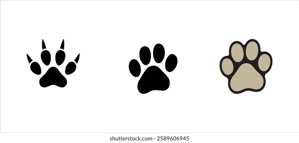 Animals footprint hand drawn illustration on white background. dog, cat, bear footprint vector icon.