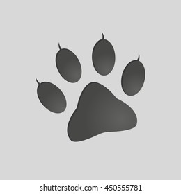 Animals footprints: cat paw. Isolated illustration vector. Cat paw silhouette