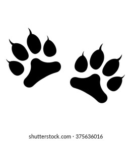 Animals footprints with claws isolated on white background. Vector illustration