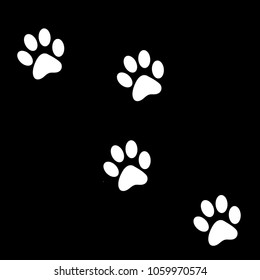 Animals footprints.Paw print vector isolated on black background