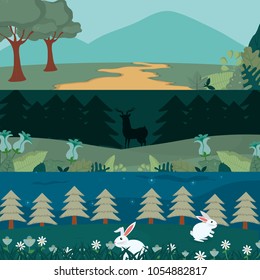 Animals and forest cartoon