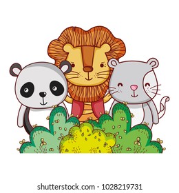 Animals in the forest doodles cartoons