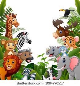 Animals forest meet together in frame