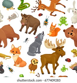 Animals forest. Pattern for children's books and clothes.