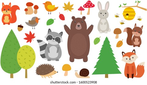 animals in the forest vector collection