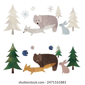 Animals in the Forest Winter and Spring
