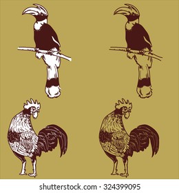 Animals in the form of drawings.