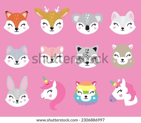 Animals fox deer koala cat racoon unicorn alpaca lama cute portrait face kids room decor poster logo kids room decor t-shirt design print nursery little wall design wall design abstract inspiration
