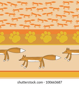 animals fox texture seamless pattern in vector