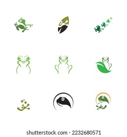 the animals Frog Logo set  Template vector illustration design