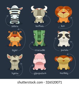 Animals funny set, Icon, vector illustration