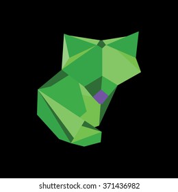 Animals in the geometric style Fox. Low polygon style green fox logo for business visual identity - triangular geometric abstract fox vector illustration