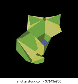 Animals in the geometric style Fox. Low polygon style green fox logo for business visual identity - triangular geometric abstract fox vector illustration