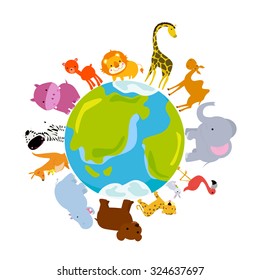 Animals and globe