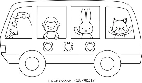 The animals go to school by school bus.