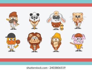 Animals Graffiti Character Vector Illustration