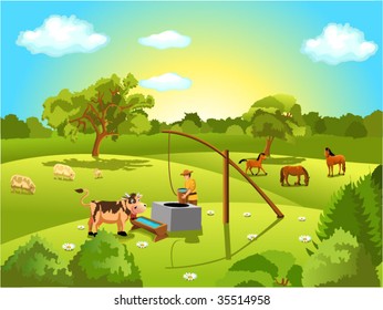 animals grazing in the field