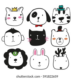 animals hand drawing character design.