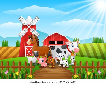 Animals happy in front of cattle warehouse