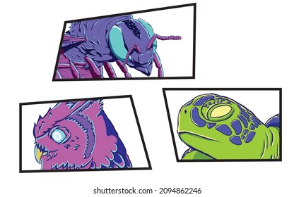 ilustración de estilo de comedia de cabeza de animales diseño vectorial 