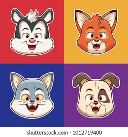 Animals heads cartoons