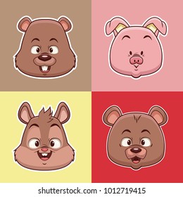 Animals heads cartoons