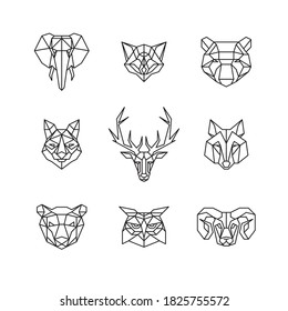 Animales cabezas estilo origami poligonal