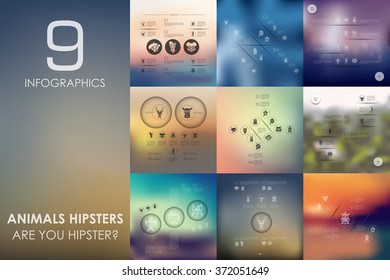 animals hipsters infographic with unfocused background