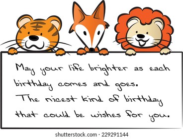 animals holding a greeting card
