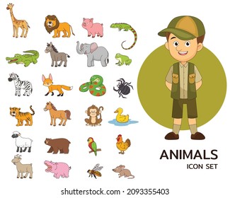 Animals icon concept flat icons.