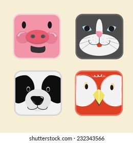 animals icon face characters